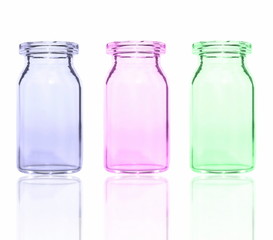 Colorful Medical ampules isolated on white backgrounds