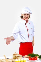 Portrait of a young cook in uniform
