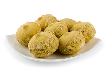 cake on a plate on a white background