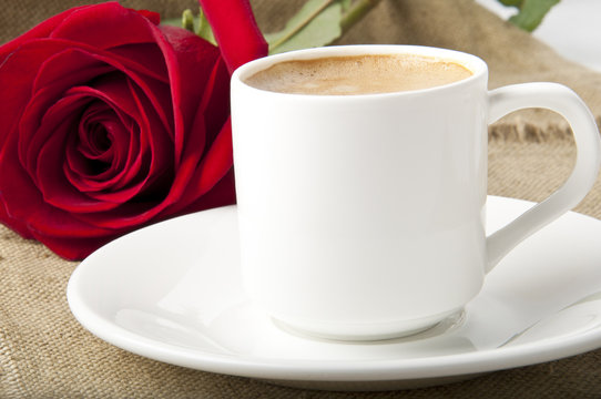 cup of coffee and rose