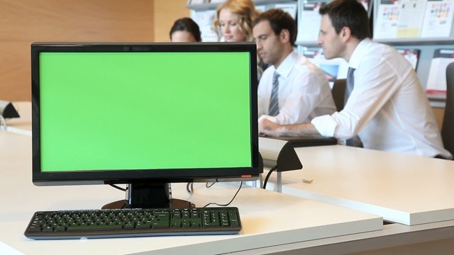 Green screen desktop set on room table