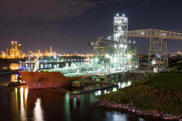 Chemical tanker moored at loading terminal