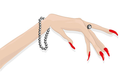 Женская рука с накрашенными ногтями © El