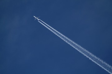 Jet plane in the blue sky