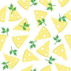 seamless background with cheese and parsley