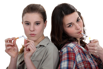 Teenagers smoking and breaking the habit