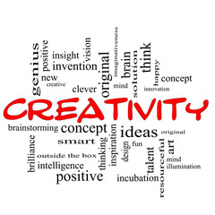Creativity Word Cloud Concept Red Black