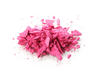 Crushed pink eyeshadows isolated on white