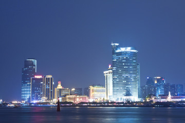 Xiaman business district downtown at night