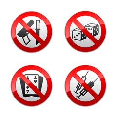 Obraz premium Set prohibited signs - gaming