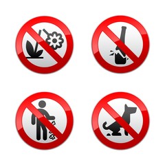 Set prohibited signs - park.
