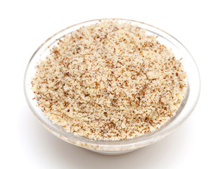 grated almond in a glass bowl