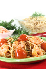Spaghetti mit frischen Shrimps