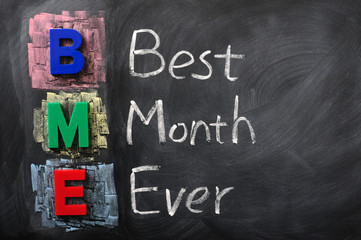 Acronym of BME for Best Month Ever