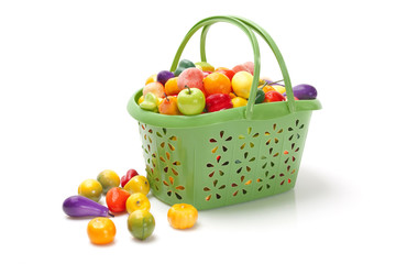 Shopping basket with fresh fruit