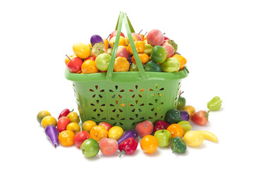 Shopping basket with fresh fruit