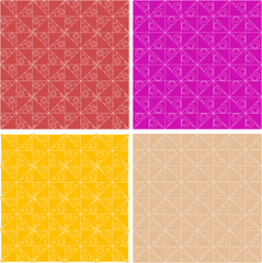Abstract seamless decorative floral patterns set