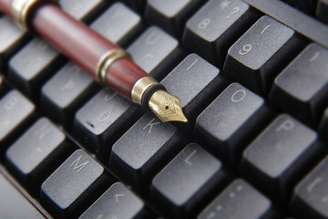 Pen on a computer keyboard