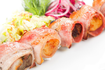 barbecue with sauce and vegetables