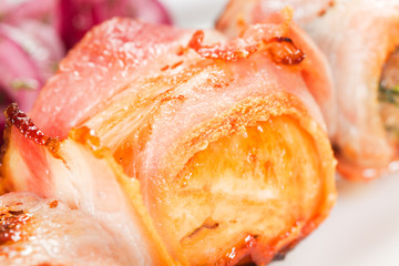 barbecue with sauce and vegetables