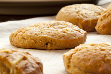 homebred almond cookies close up