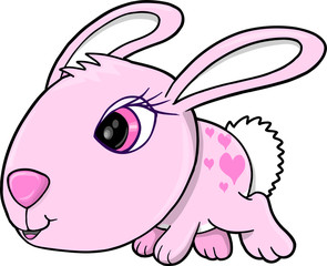 Pink Girl Bunny Rabbit Animal Vector Illustration Art