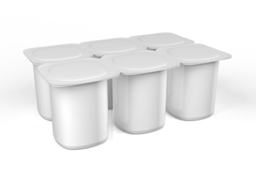 Yoghurt pots isolated on white