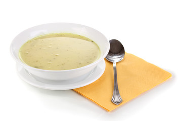 Tasty soup isolated on white