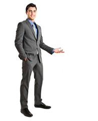 Full length handsome businessman isolated