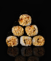 Tasty rolls isolated on black
