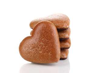 Heart-shaped cookies in stack isolated on white