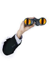 Businessman hand with a binocular