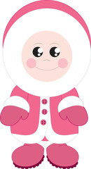 Isolated standing eskimo girl bundled up.