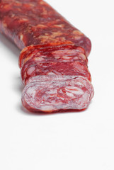 salami on white background