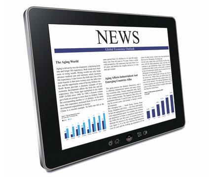 tablet pc with business article