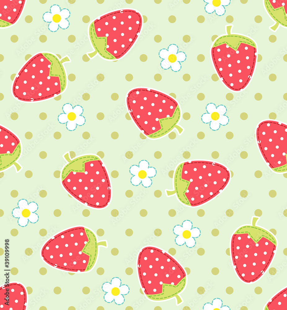 Poster seamless vector strawberry pattern