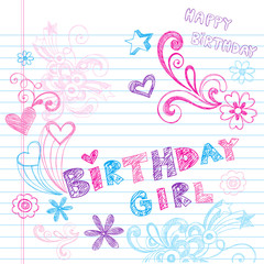 Birthday Sketchy Notebook Doodles Vector