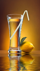mineral water and lemon