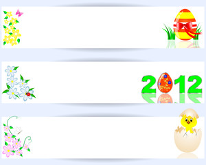 Set of easter horizontal banners.