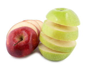Cut red and green apple
