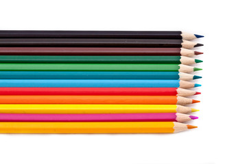 Color pencils on white isolated background