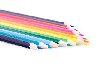 Color pencils on white isolated background