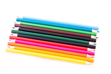 Color pencils on white isolated background