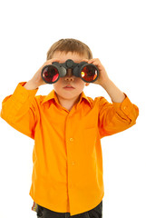 Boy looking through binocular