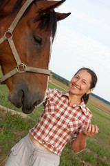 woman and horse in rural areas