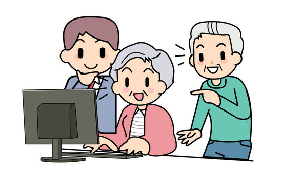 PC of the elderly person Teach
