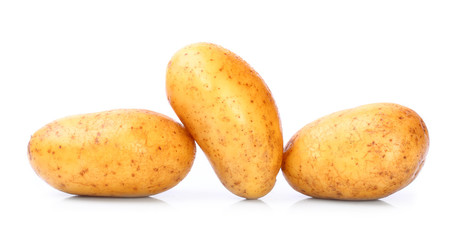 Raw potatoes on a white background.