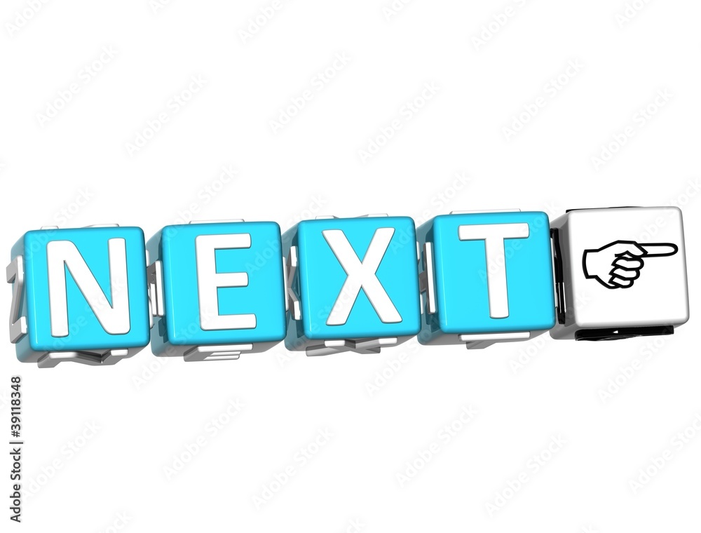 Fototapete 3d next block text on white background