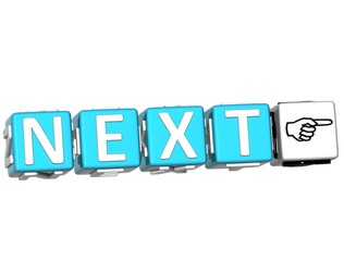 3D Next Block text on white background