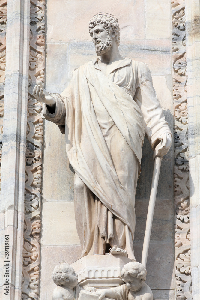 Wall mural saint justin statue in milan cathedral